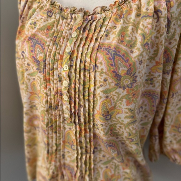 Lauren Ralph Lauren pastel paisley top size Size XL. Elastic neck, 3/4 sleeves - Picture 2 of 10